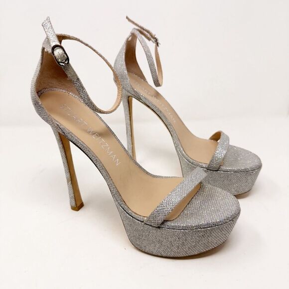 Stuart Weitzman Nudistcurve Hollywood Platform Glitter Heels Size 11 - Picture 2 of 8